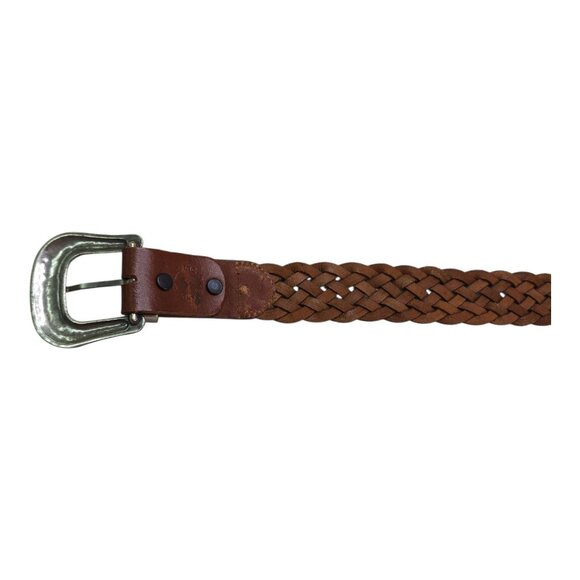 Brighton Brown Woven Leather Belt With Silver Buckle & Tip  display picture 3